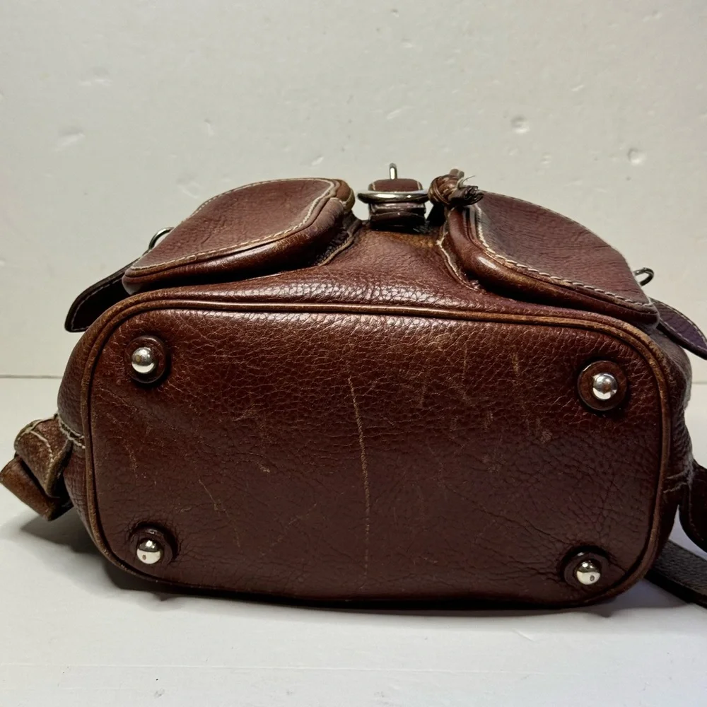 BURBERRY Vintage Brown Leather Small Backpack